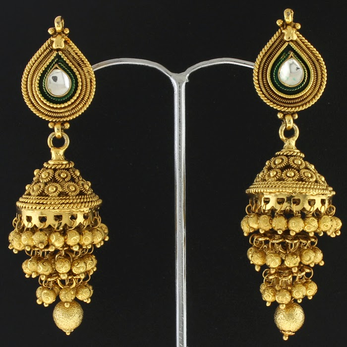 New Bridal Gold Jhumka Designs 20142015 Image Download